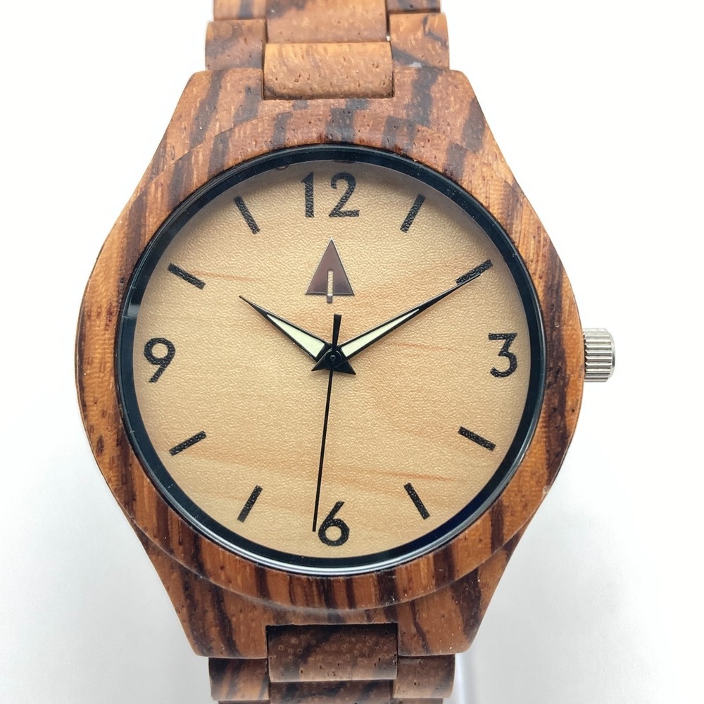 Tree Hut Mens Wooden Watch 44mm Light Brown Wood Dial New Battery 8.75"